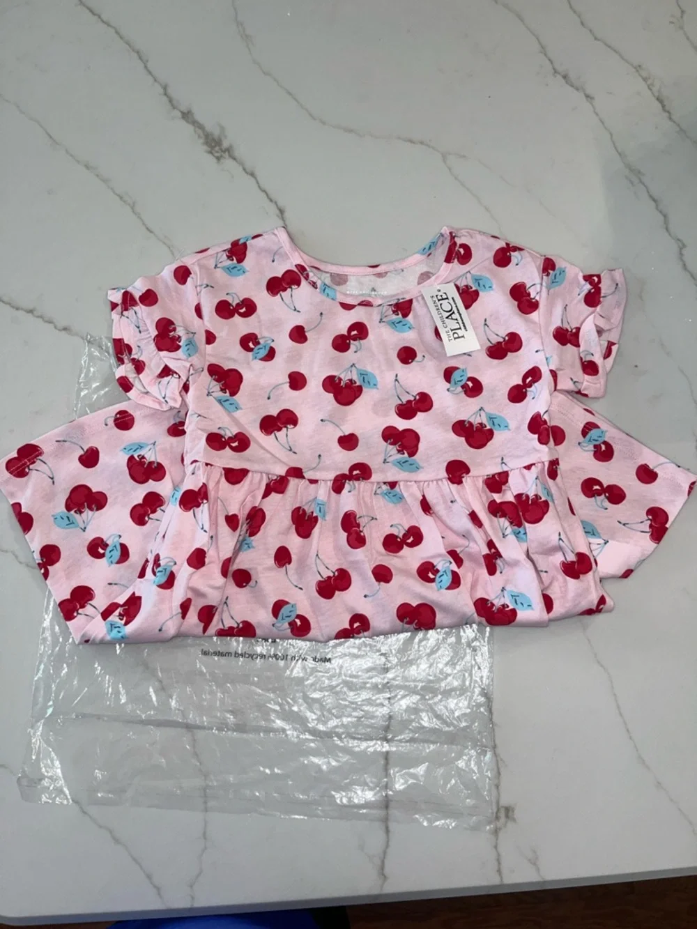NWT The Children's Place Pink Cherry Ruffle Dress - Picture 5 of 5